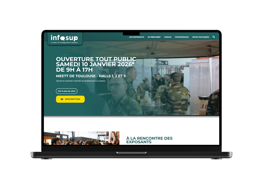 Mockup montrant le site internet infosup.fr