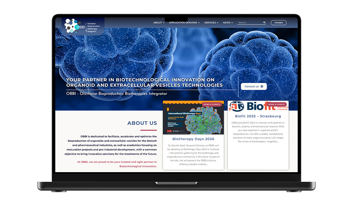 Mockup d'un ordinateur portable consultant le site obbi-integrator.fr